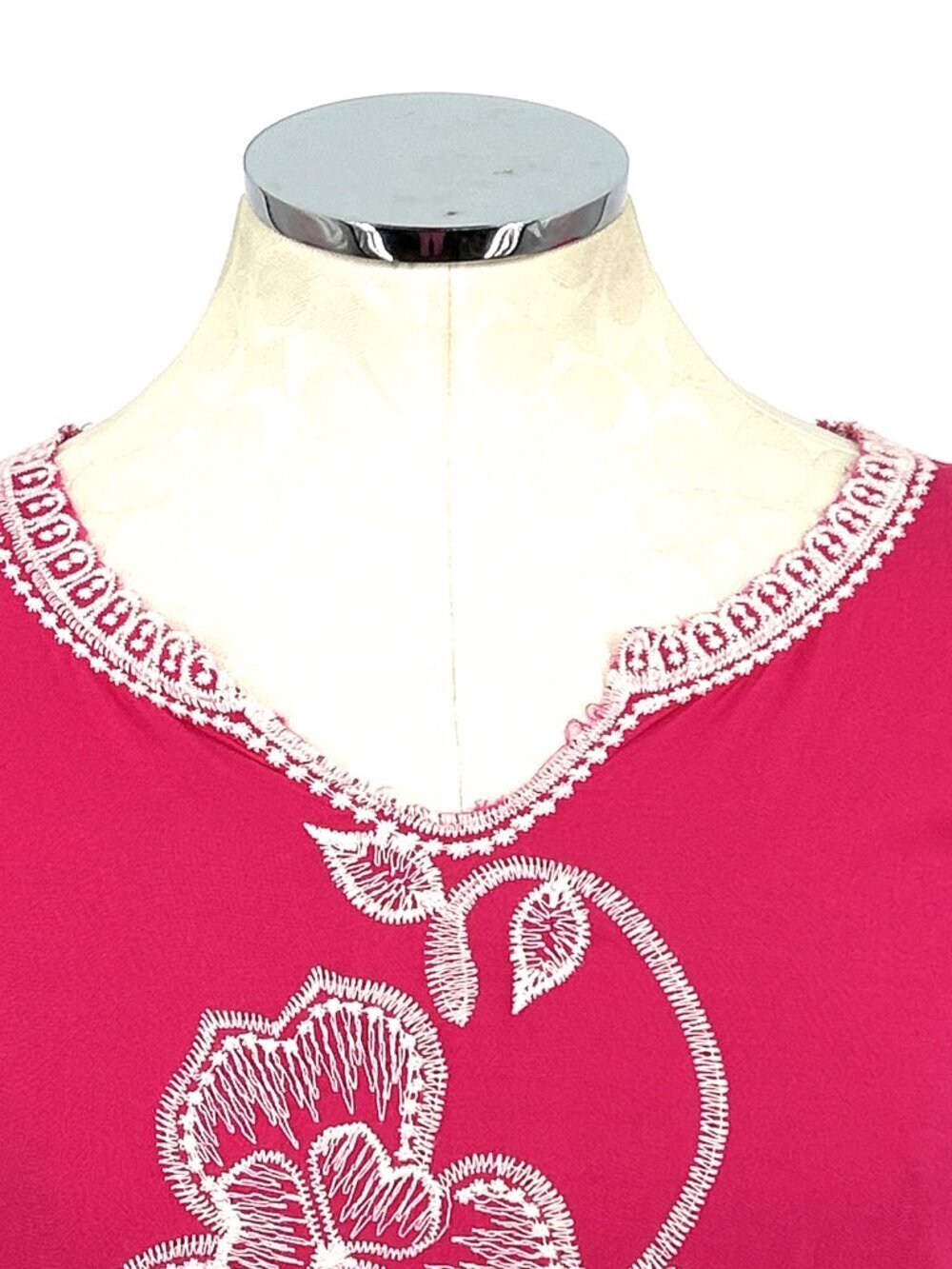 Solitaire Anthropologie Embroidered Blouse Size M Pink White Floral Boho Casual - Picture 2 of 7